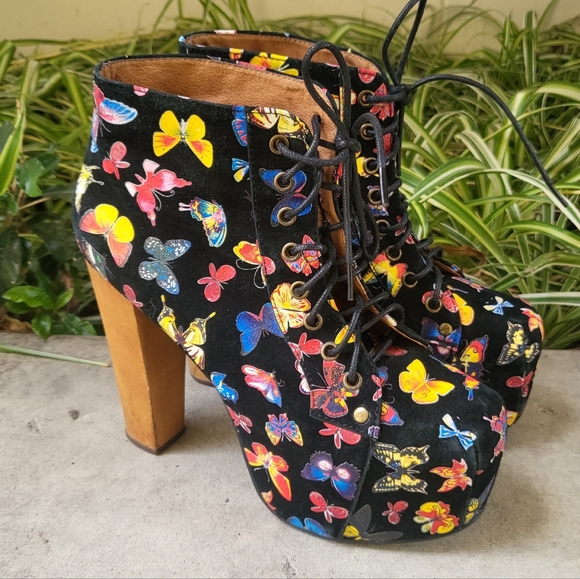 Jeffrey Campbell Shoes - Jeffrey Campbell Lita chunky platform lace up heel with butterfly pattern
